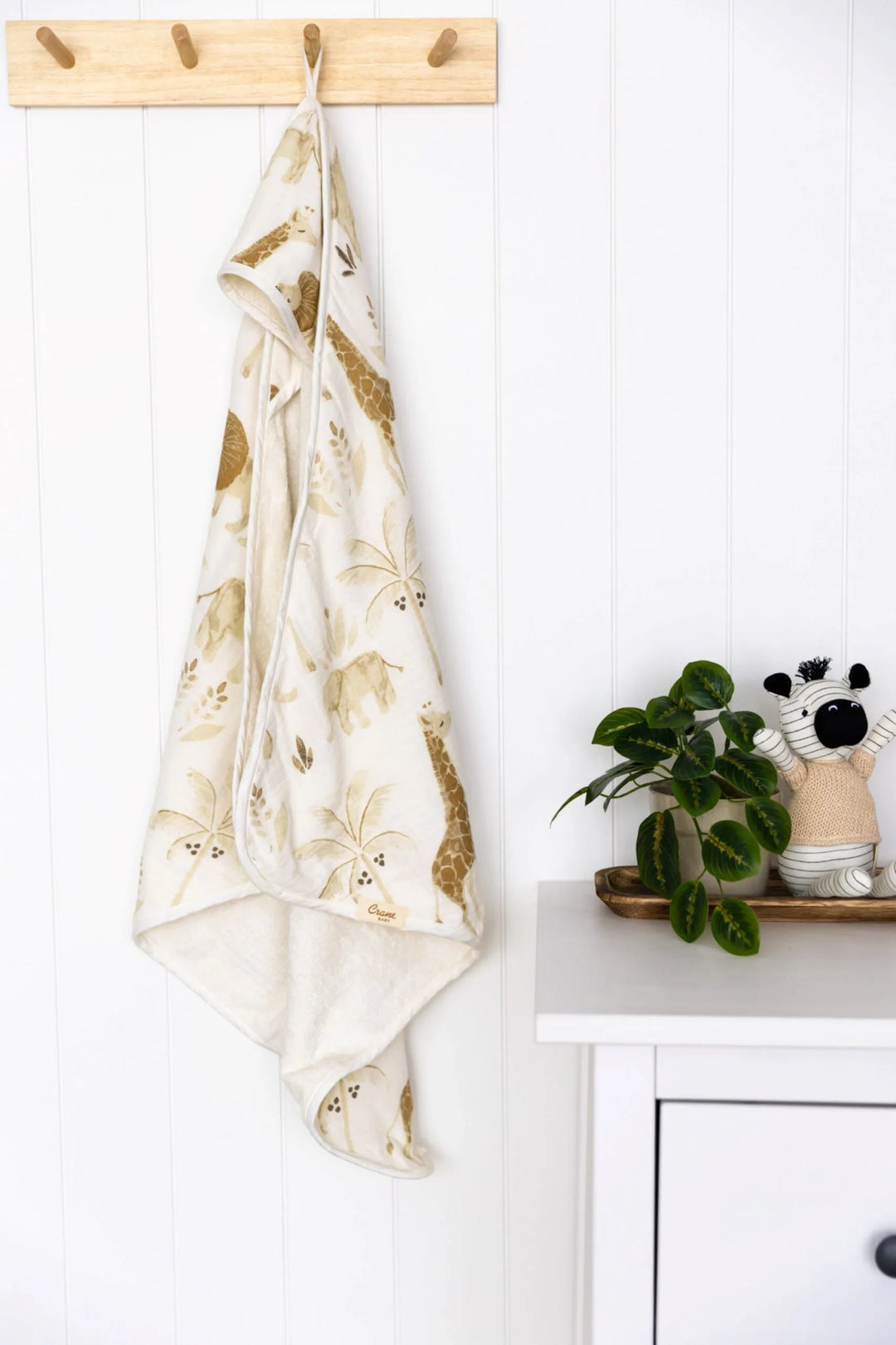 Crane Baby Kendi Hooded Towel, lightweight baby towels with hood ideal for baths, pool days, and beach trips.