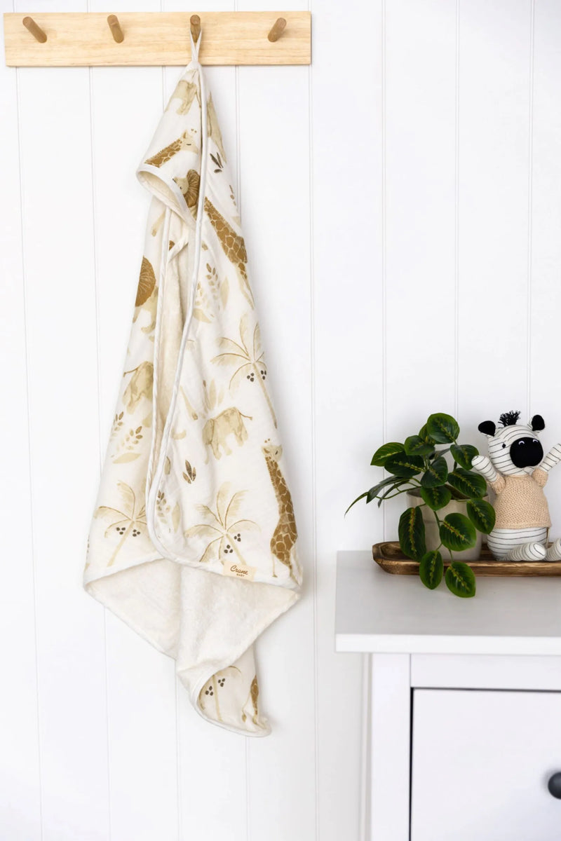 Crane Baby Kendi Hooded Towel, lightweight baby towels with hood ideal for baths, pool days, and beach trips.