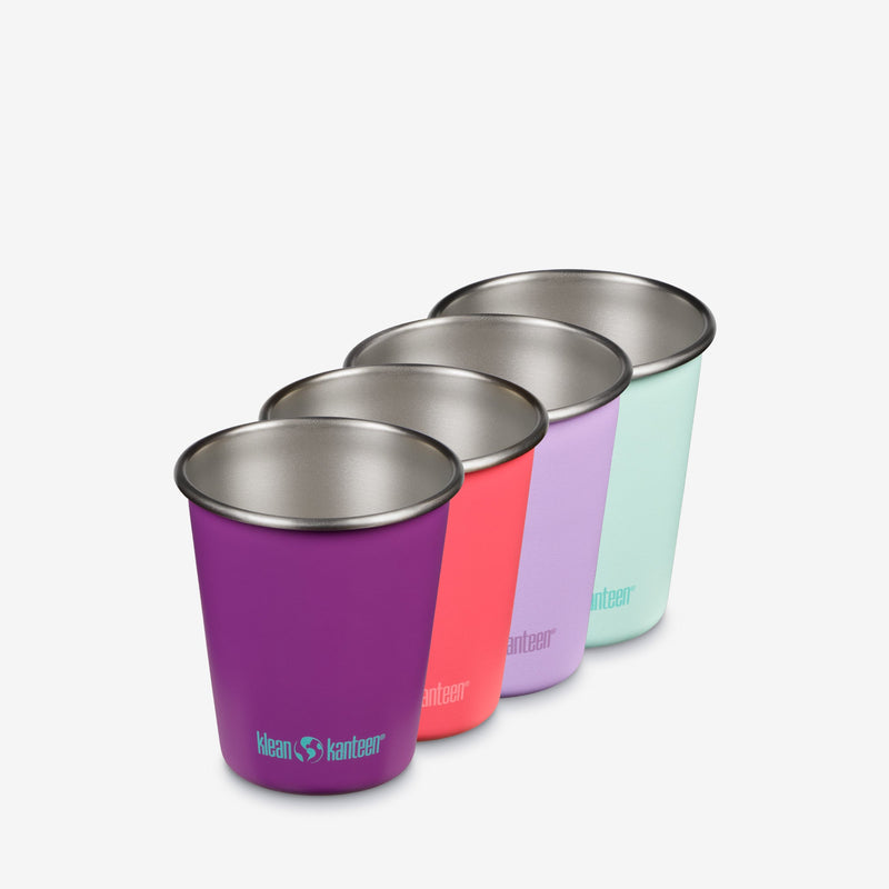 Blue Klean Kanteen 10 oz Cup Four Pack, stackable and dishwasher safe for toddler use.