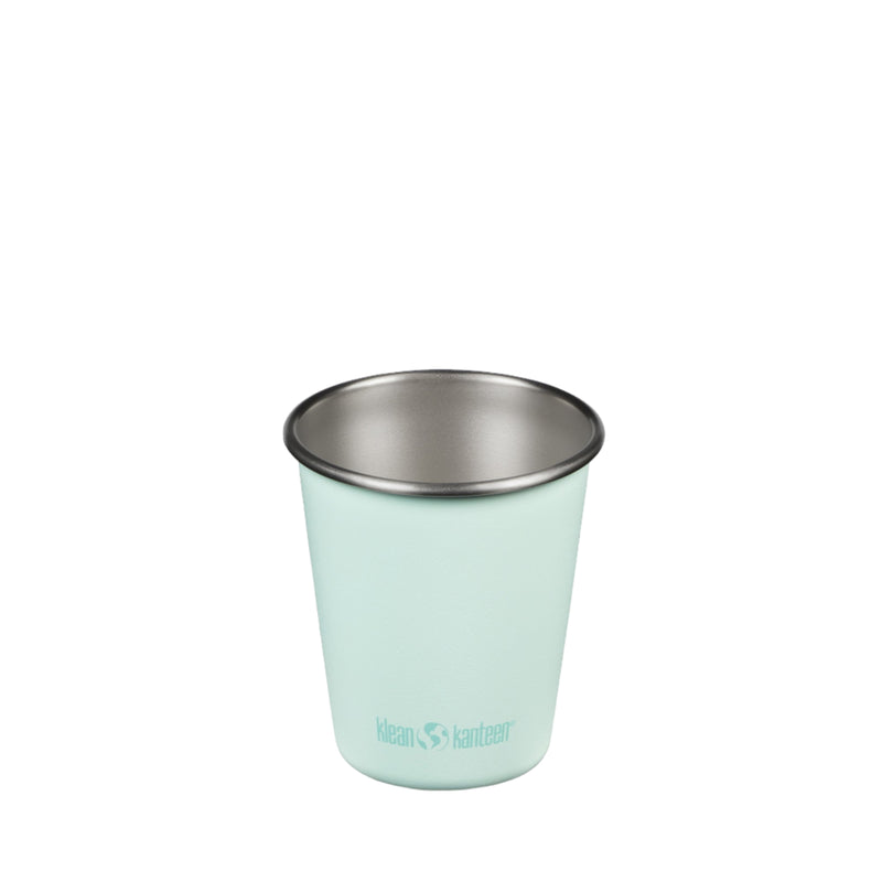 Bright Teal Klean Kanteen 10oz stainless steel Cup, dishwasher safe and stackable for easy storage.