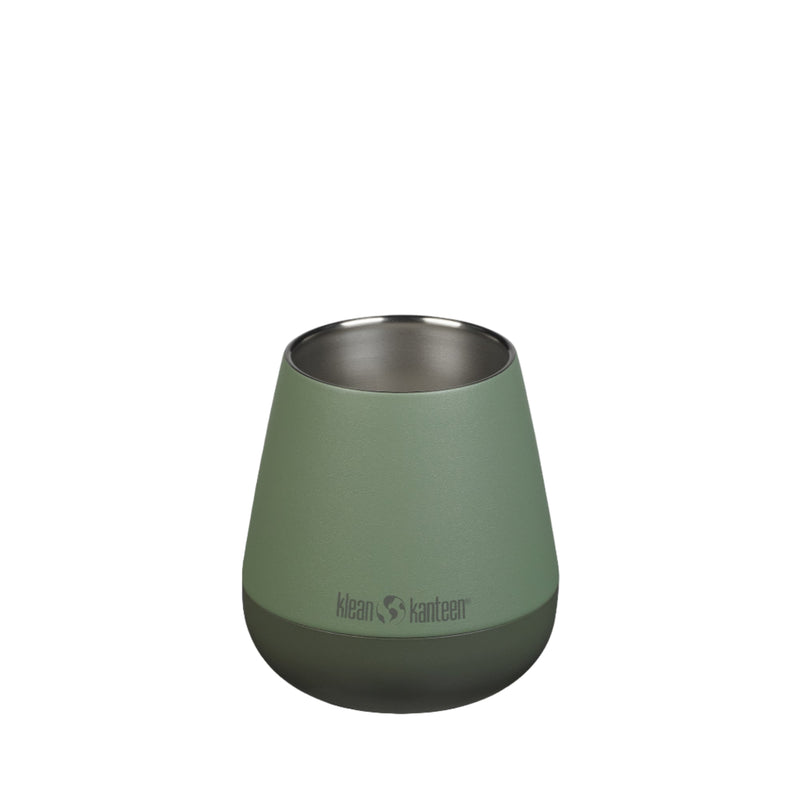 Stylish Klean Kanteen 10oz Rise Wine Tumbler in Sea Spray green, highlighting dishwasher safe and easy to clean design