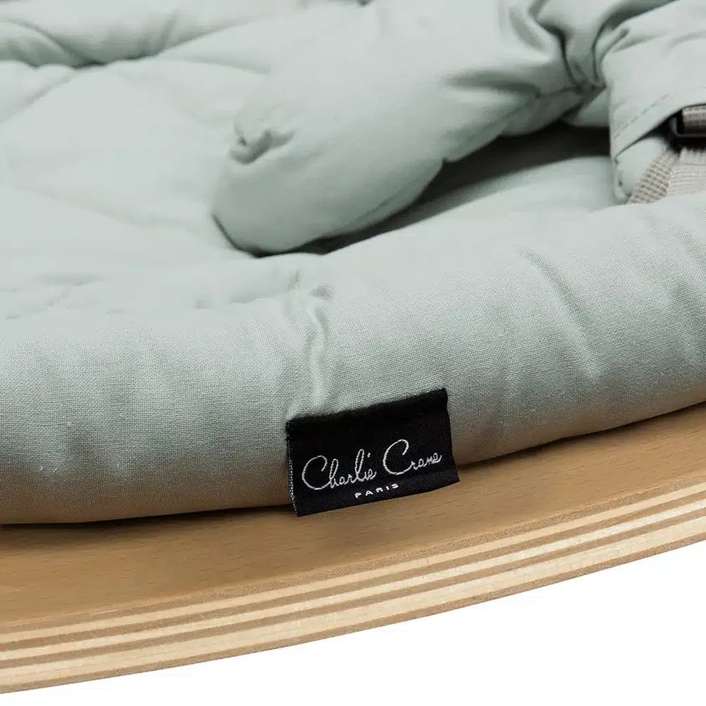 Close-up of the Charlie Crane LEVO Rocker | Beech Farrow highlighting comfort-focused baby rocker design