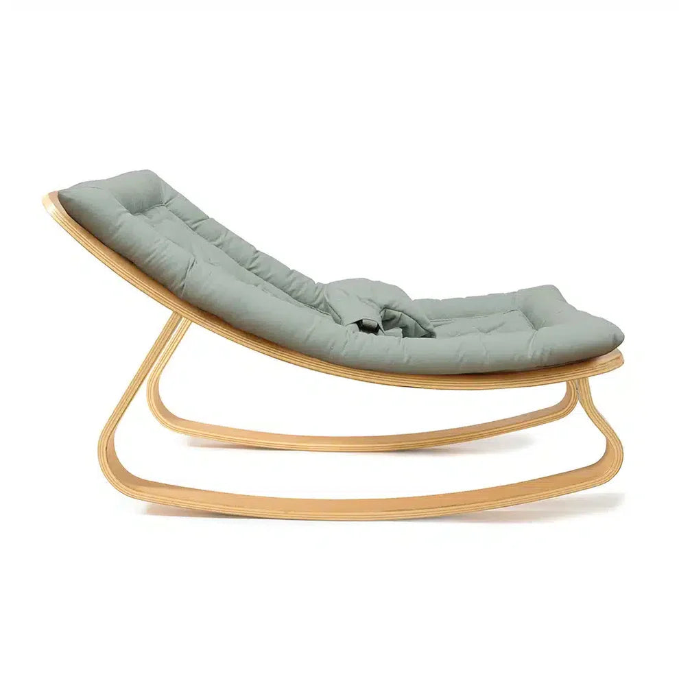 Side profile of the Charlie Crane LEVO Rocker | Beech Farrow completing a modern baby room furniture setup