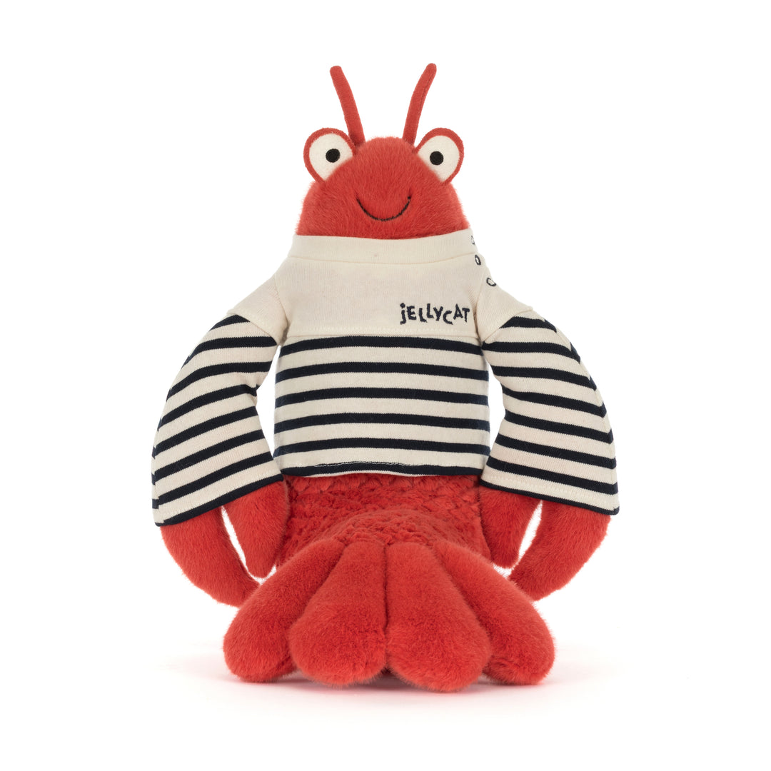Jellycat LOB2LAR Larry Lobster Sailor Outfit back view -- plush lobster in full sailor costume, High Summer 2026 ocean collection, one-of-a-kind stuffed animal gift for collectors
