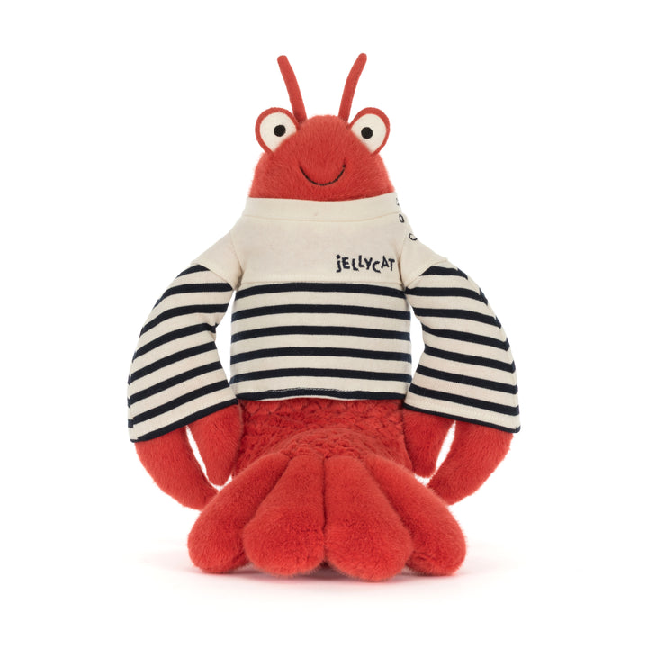 Jellycat LOB2LAR Larry Lobster Sailor Outfit back view -- plush lobster in full sailor costume, High Summer 2026 ocean collection, one-of-a-kind stuffed animal gift for collectors