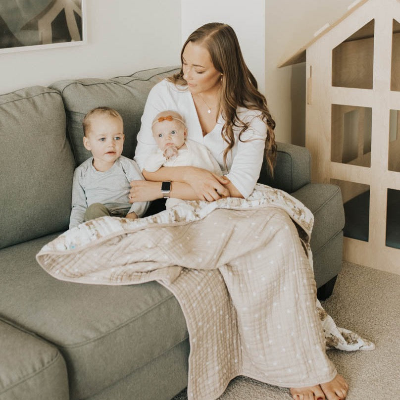 Little Unicorn Original Cotton Muslin Quilt - Llama Llama, breathable muslin quilt with cute llama pattern for cozy cuddles