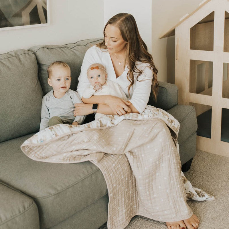 Little Unicorn Original Cotton Muslin Quilt - Llama Llama, breathable muslin quilt with cute llama pattern for cozy cuddles