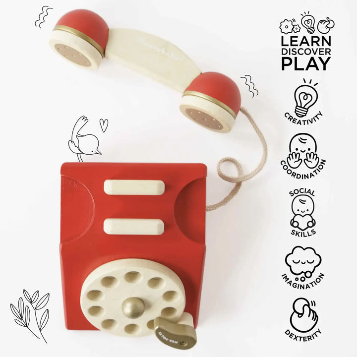 Le Toy Vintage Wooden Phone Toys for kids