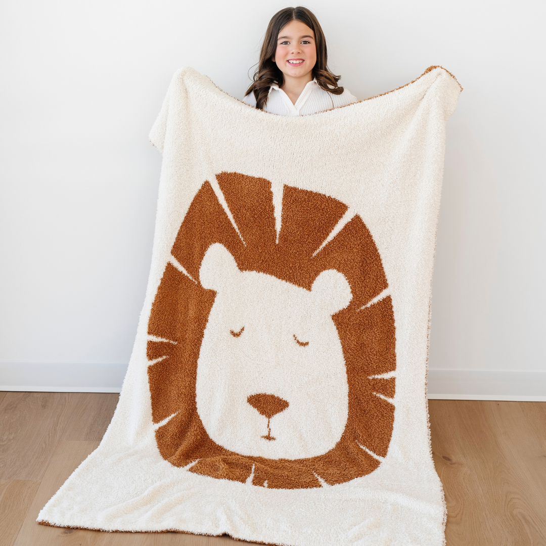 The Lion Saranoni BAMBONI¨ Receiving Blanket provides plush warmth and charm, ideal for baby blankets.