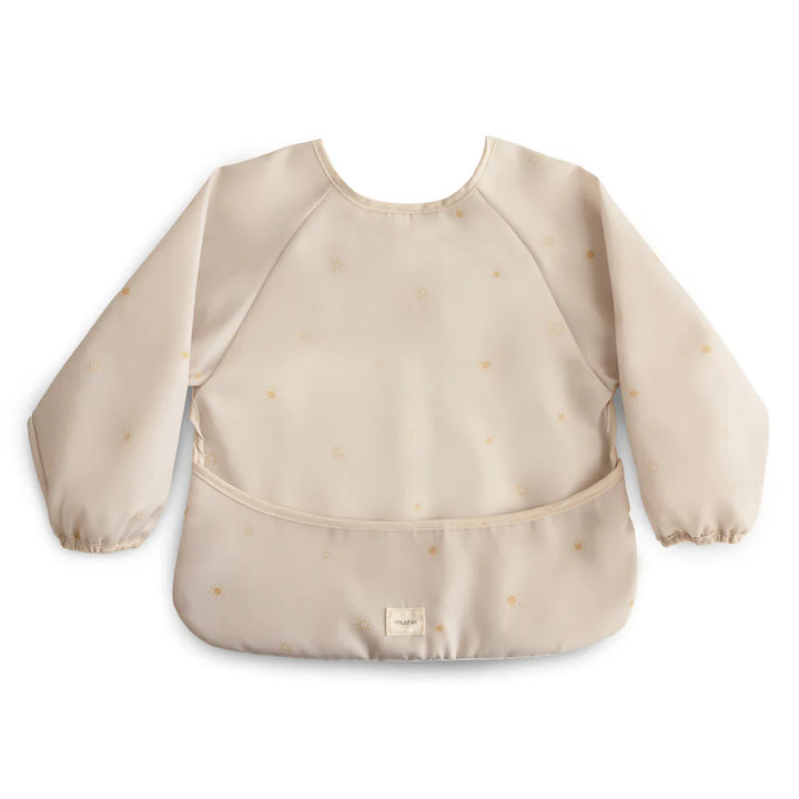 Suns-patterned Mushie Long Sleeve Bibs offer softness and stain resistance, ideal bib for baby.