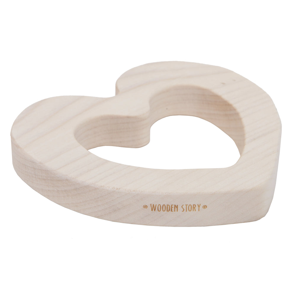 wooden story heart natural wooden teether for teething baby