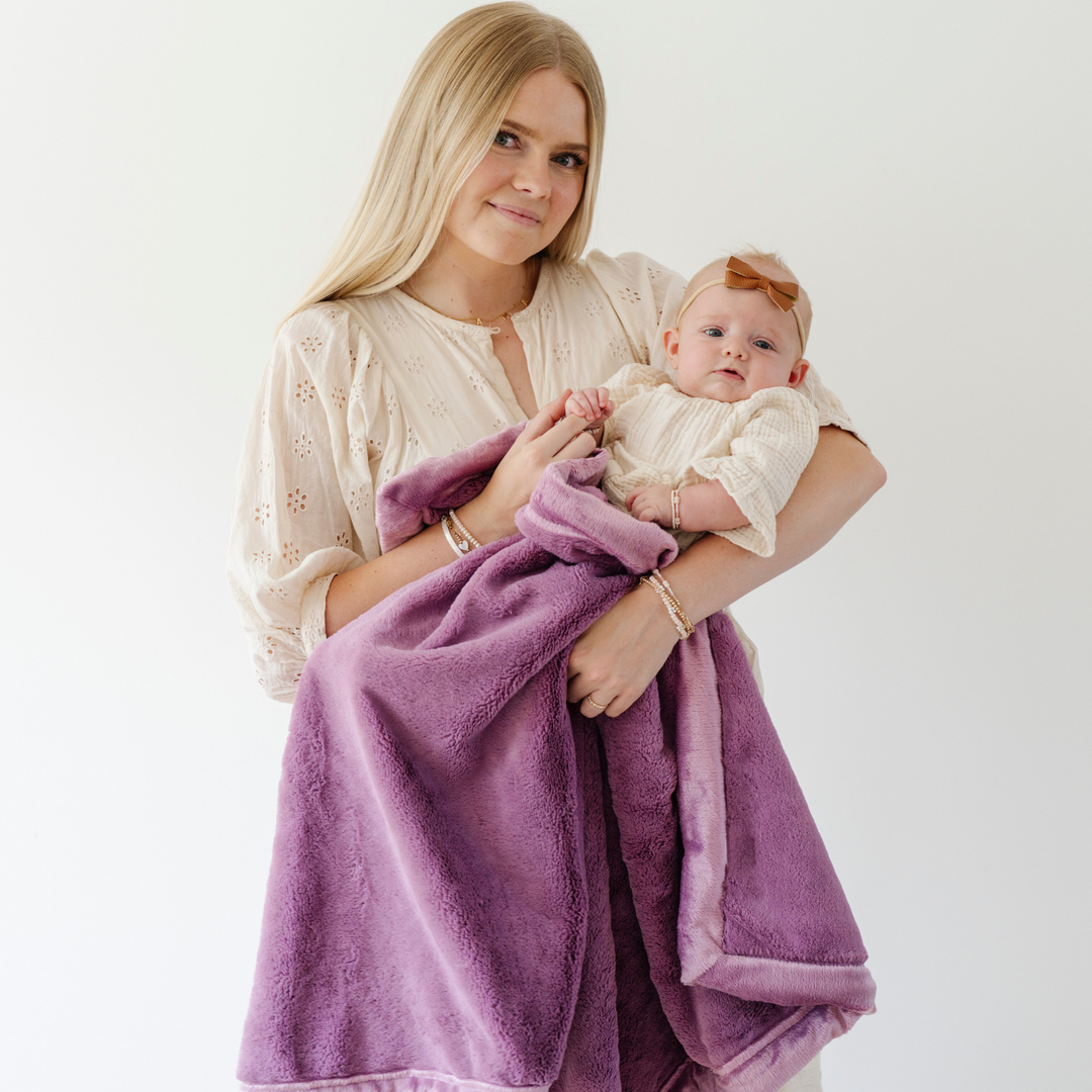 Soft Aubergine Lush Receiving Blanket by Saranoni makes nap time cozy, a favorite best baby blankets.