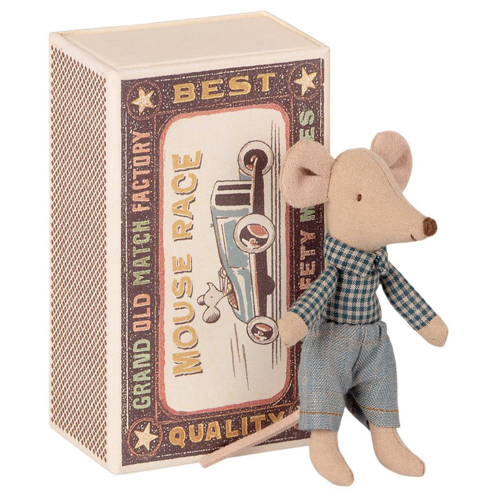 Maileg Little Brother Mouse in Matchbox tiny stuffed animals