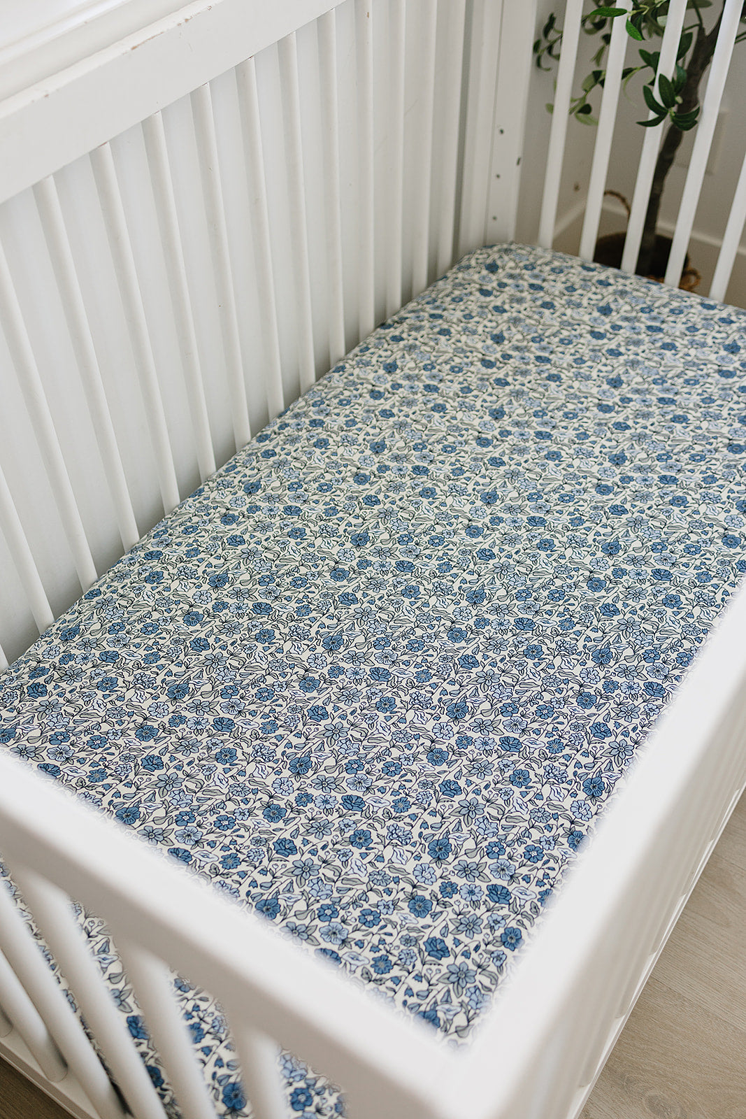 Mebie Baby Bluebell Pointelle Bamboo Stretch Crib Sheet provides gentle and stretchy crib bed sheets for infants.