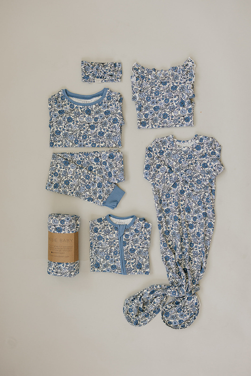 Created for comfort and quick changes, the Mebie Baby Bluebell Pointelle Bamboo Knot Gown wears like easy onesie pajamas