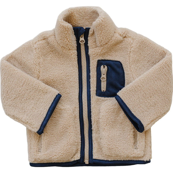 Mebie Baby Sherpa Zip-Up Jacket styled for warmth and comfort, a cozy essential in baby clothes