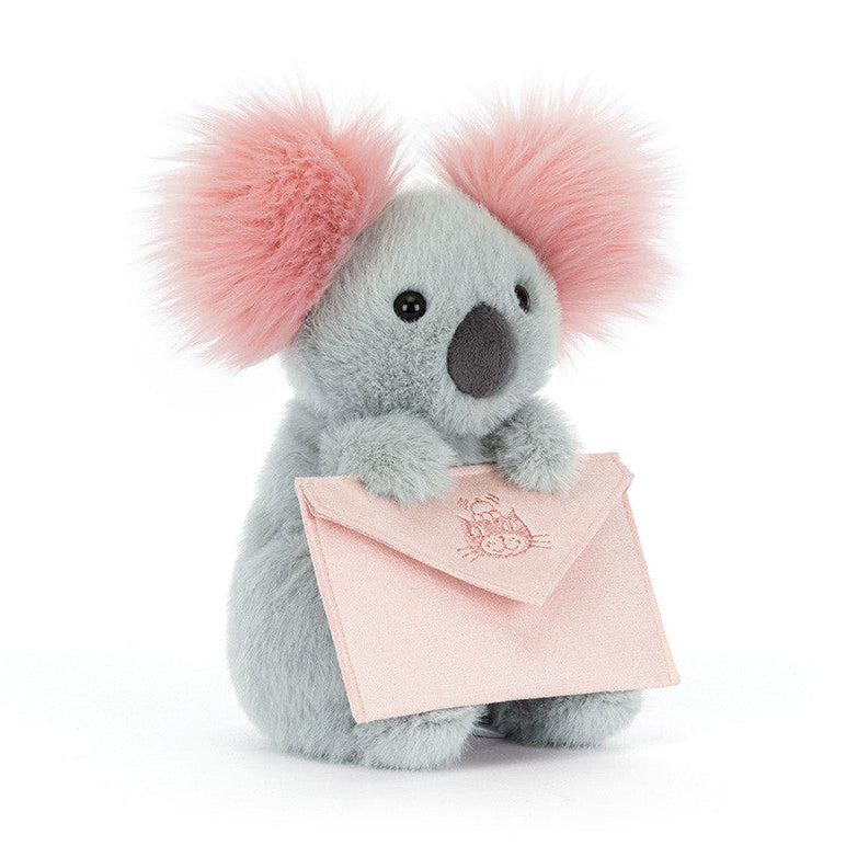 Jellycat Koala with Message plush stuffed animal, soft cuddly toy for babies and kids, luxury plush toy, giftable stuffed animal, nursery decor plush, high-quality Jellycat soft toy