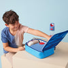 kid opening b.box lunch box in blue blaze