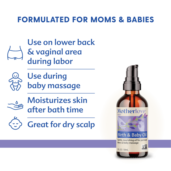 With its calm and nurturing touch, Motherlove Birth & Baby Oil offers tender baby oil care for delicate newborn skin.