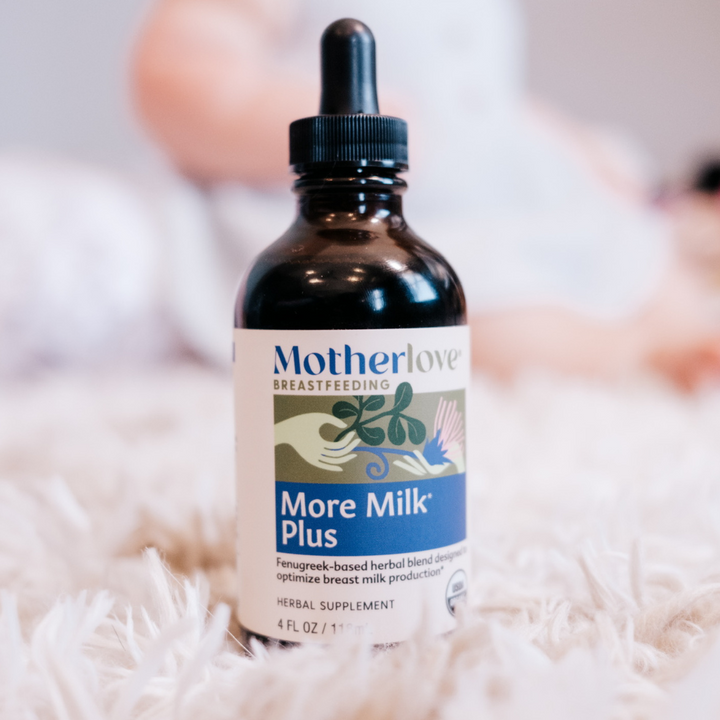 Close-up of Motherlove More Milk Plus¨ Traditional Tincture 120ml, supplements to increase breast milk supply effectively