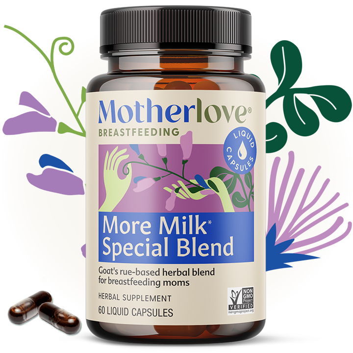 Support breastfeeding naturally with Motherlove More Milk¨ Special Blend Liquid Capsules, boost milk supply supplements