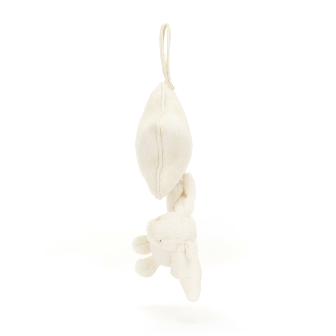 Jellycat MP4BC Bashful Cream Bunny Musical Pull — cream star-shaped pull toy with Velcro pram fastener, soothes infants with original Jellycat lullaby, suitable from birth