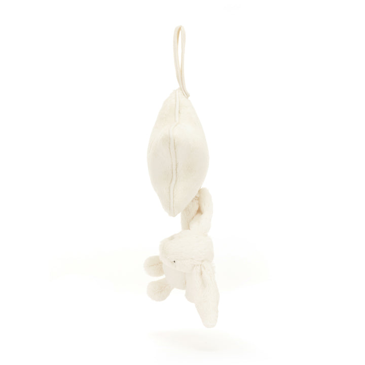 Jellycat MP4BC Bashful Cream Bunny Musical Pull — cream star-shaped pull toy with Velcro pram fastener, soothes infants with original Jellycat lullaby, suitable from birth