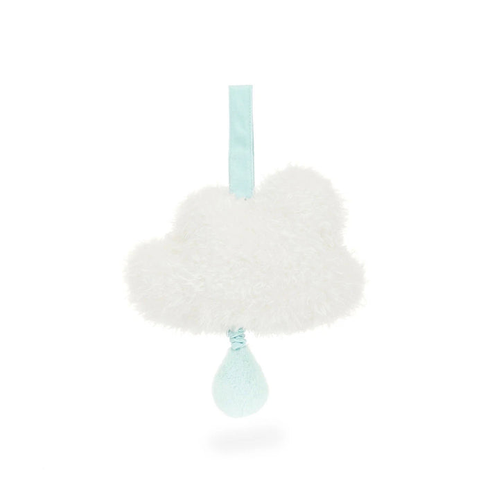 Jellycat MP4CL Amuseables Cloud Musical Pull overhead — plush cloud baby pull toy plays soothing lullaby, pram attachment included, unique baby shower gift for boy or girl