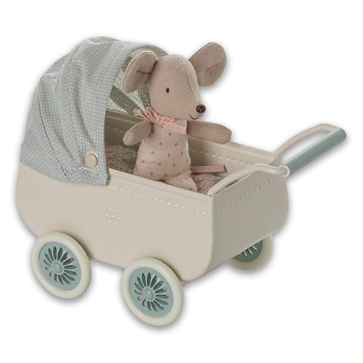 Maileg Mint pram baby stroller for Maileg baby Mice