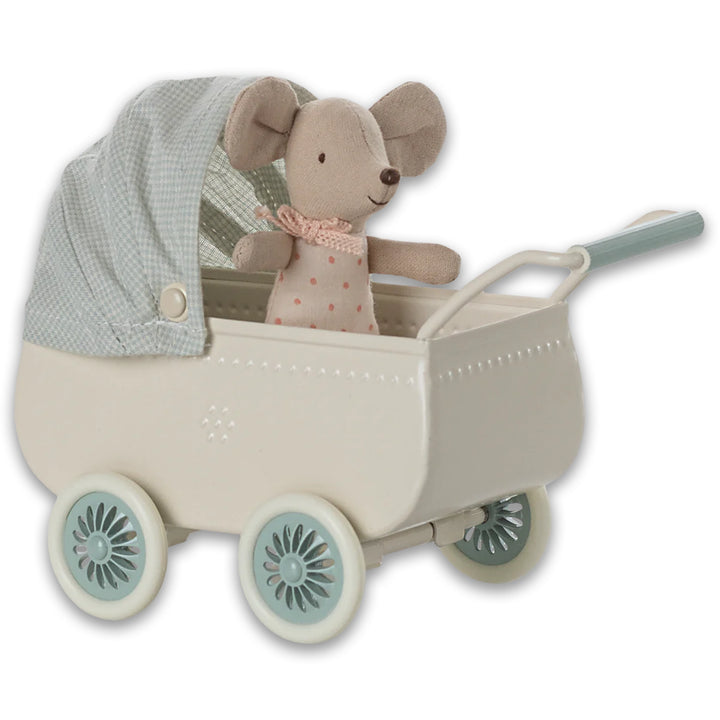 Maileg Mouse pram in mint for baby mice