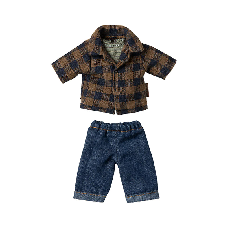 Dad Mouse Brown Checkered shirt with pants from Maileg