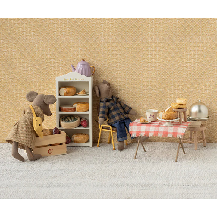 Maileg Mouse House accessories, Yellow dress for mum mouse and brown checkered shirt for dad mouse