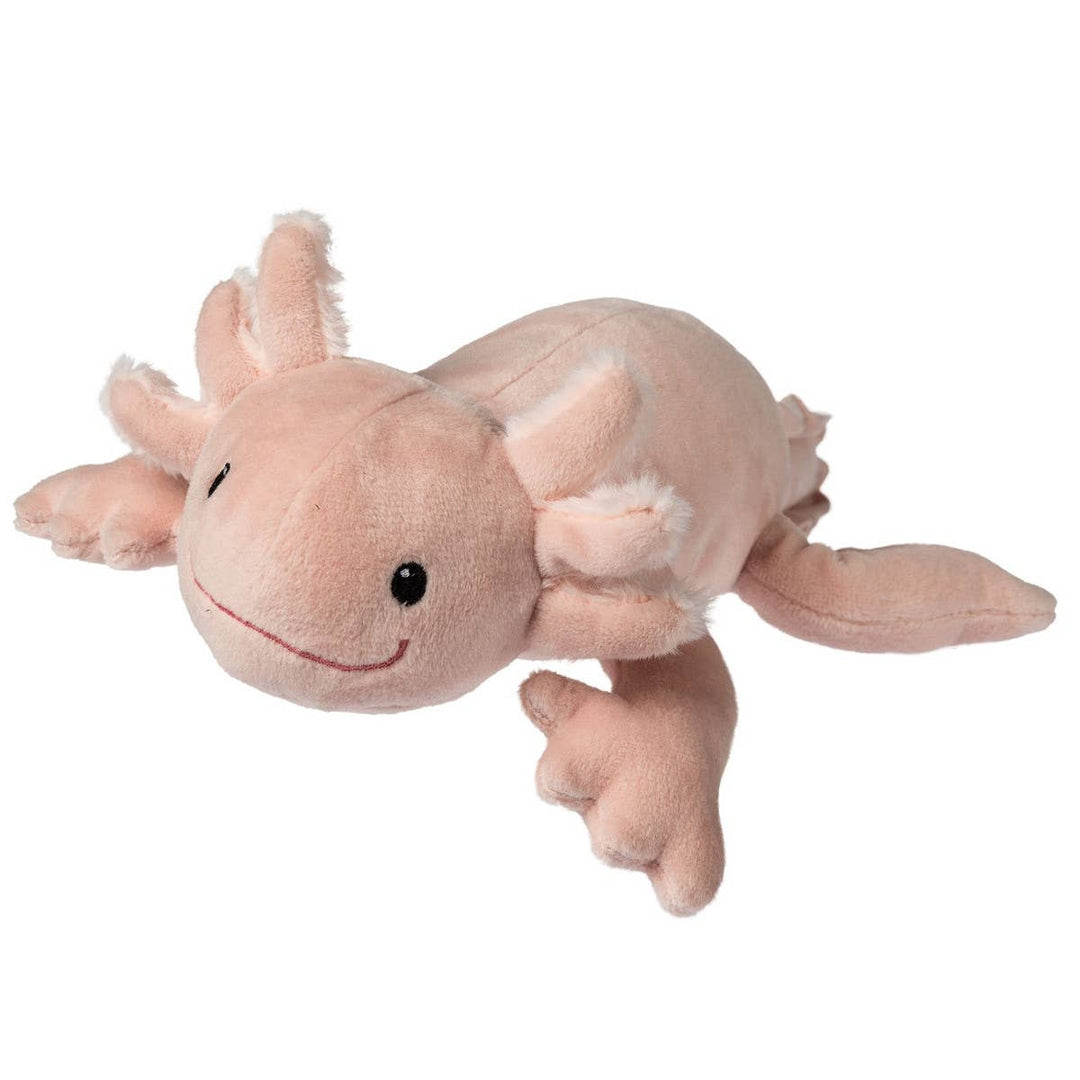 Mary Meyer pink salamander axalotal stuffed animal toy for babies, kids, and toddlers staring happily at viewer with vacant eyes 