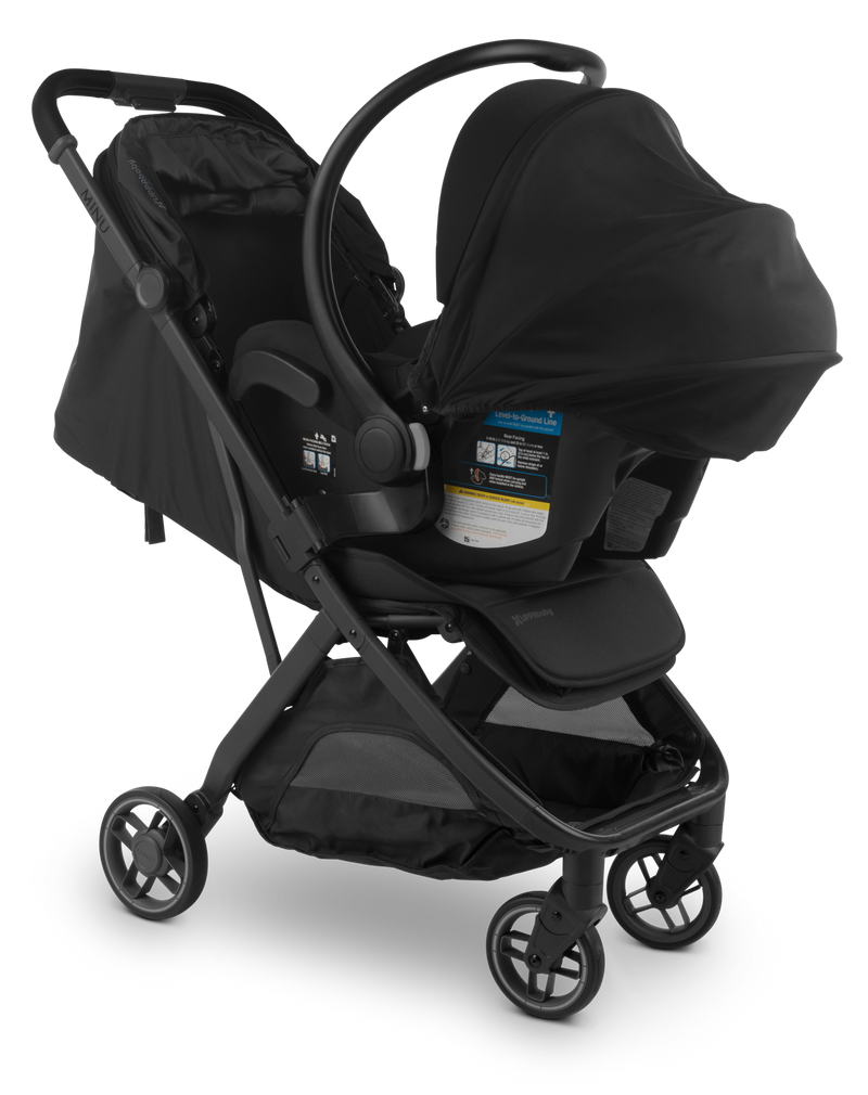 Nuna car seat easily attaches with UPPAbaby Minu V3 Car Seat Adapters, designed for simple stroller connections.