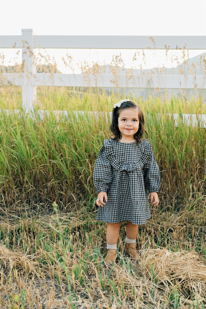 Mebie Baby ruffle linen dress with long sleeves