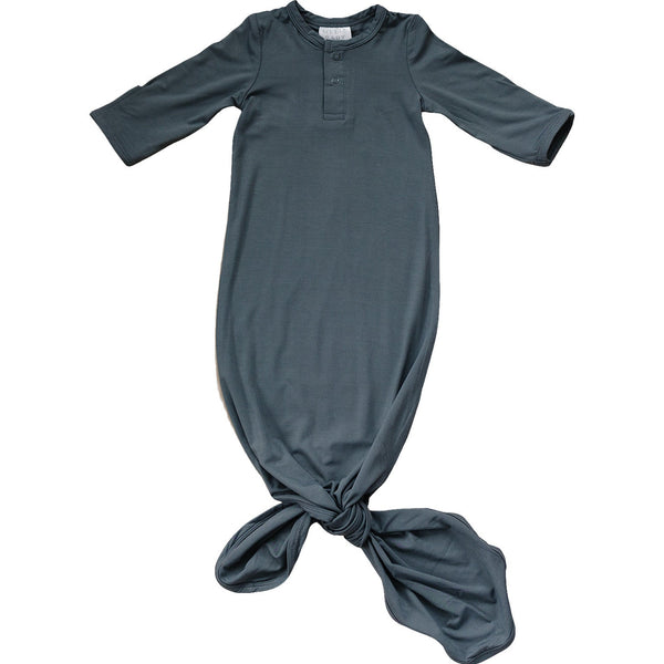 mebie baby knotted gown with long sleeves, soft bamboo rayon tie gown for baby