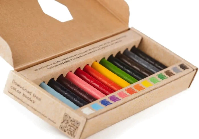 Colorful Mendenka Classic Crayons, handmade from natural beeswax and mineral pigments, perfect for creative play.