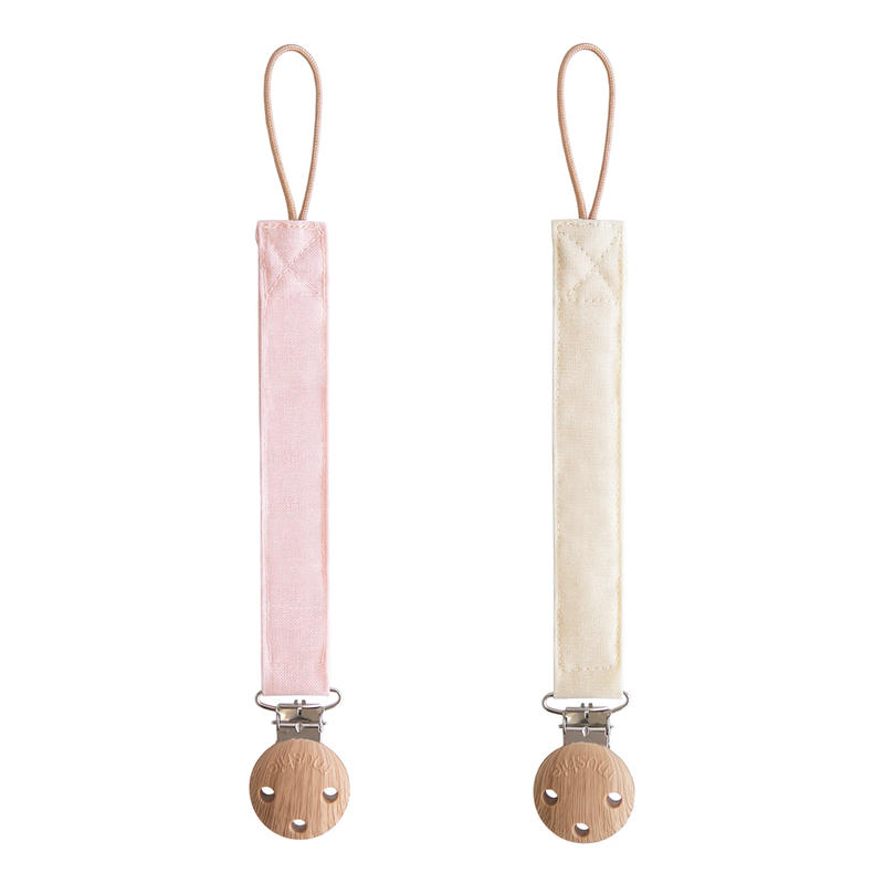 Mushi linen paci clips blush cream