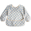 Mushie Long Sleeve Bib Checkered Blue