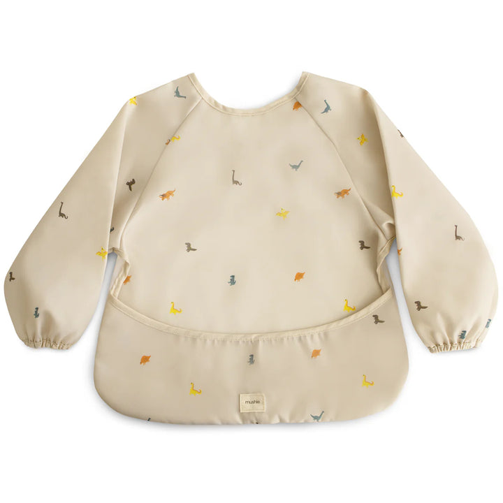 Mushie Long Sleeve Bib with Dinos a fun and playful bib featuring dinosaurs ideal for active eaters
