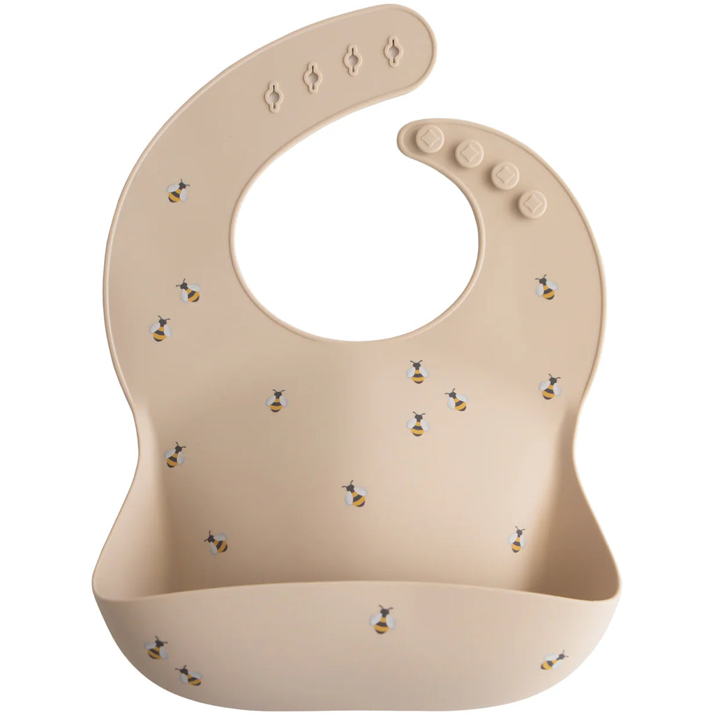 Mushie Silicone Bib in Pretzel, Unique Pretzel Design Silicone Bib to Keep Clothes Clean During Meals