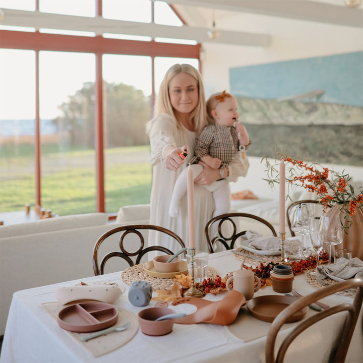 Mushie sippy cups for toddlers  in Blush for  transitioning to drinking independently