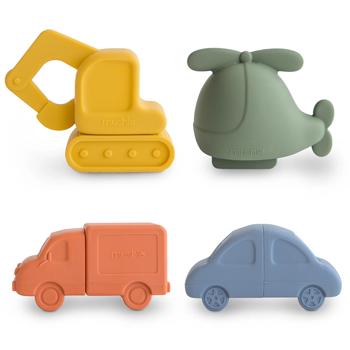 Mushie Vehicles no mold bath toys, designed for safe and hygienic bath time play.