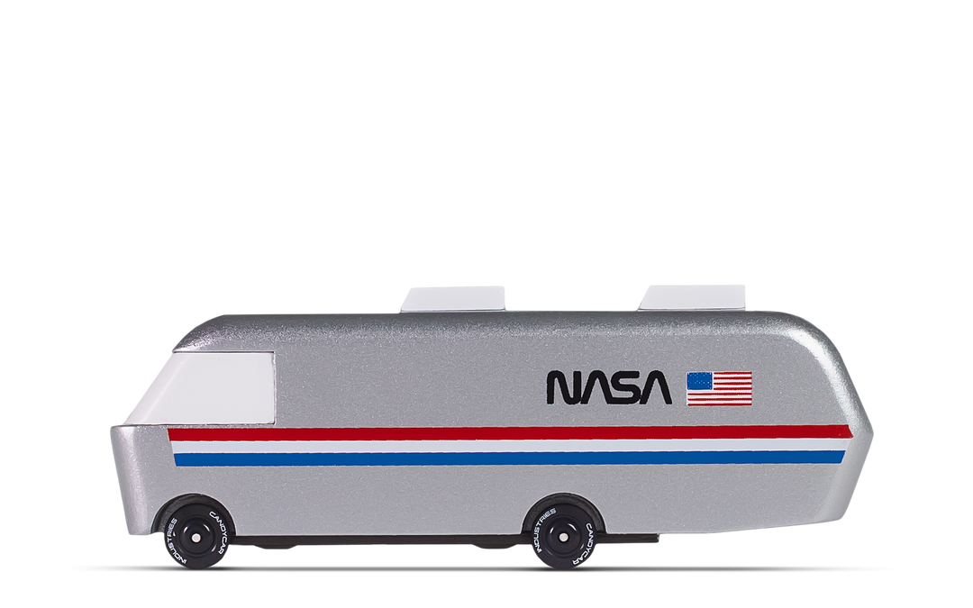 Plantoys NASA Astrovan shown in a clean profile view, offering a charming car toys design for imaginative play.