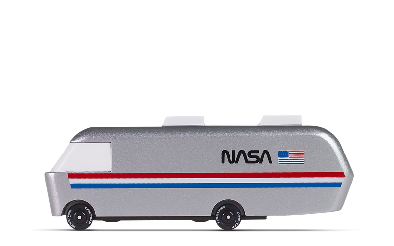 Plantoys NASA Astrovan shown in a clean profile view, offering a charming car toys design for imaginative play.