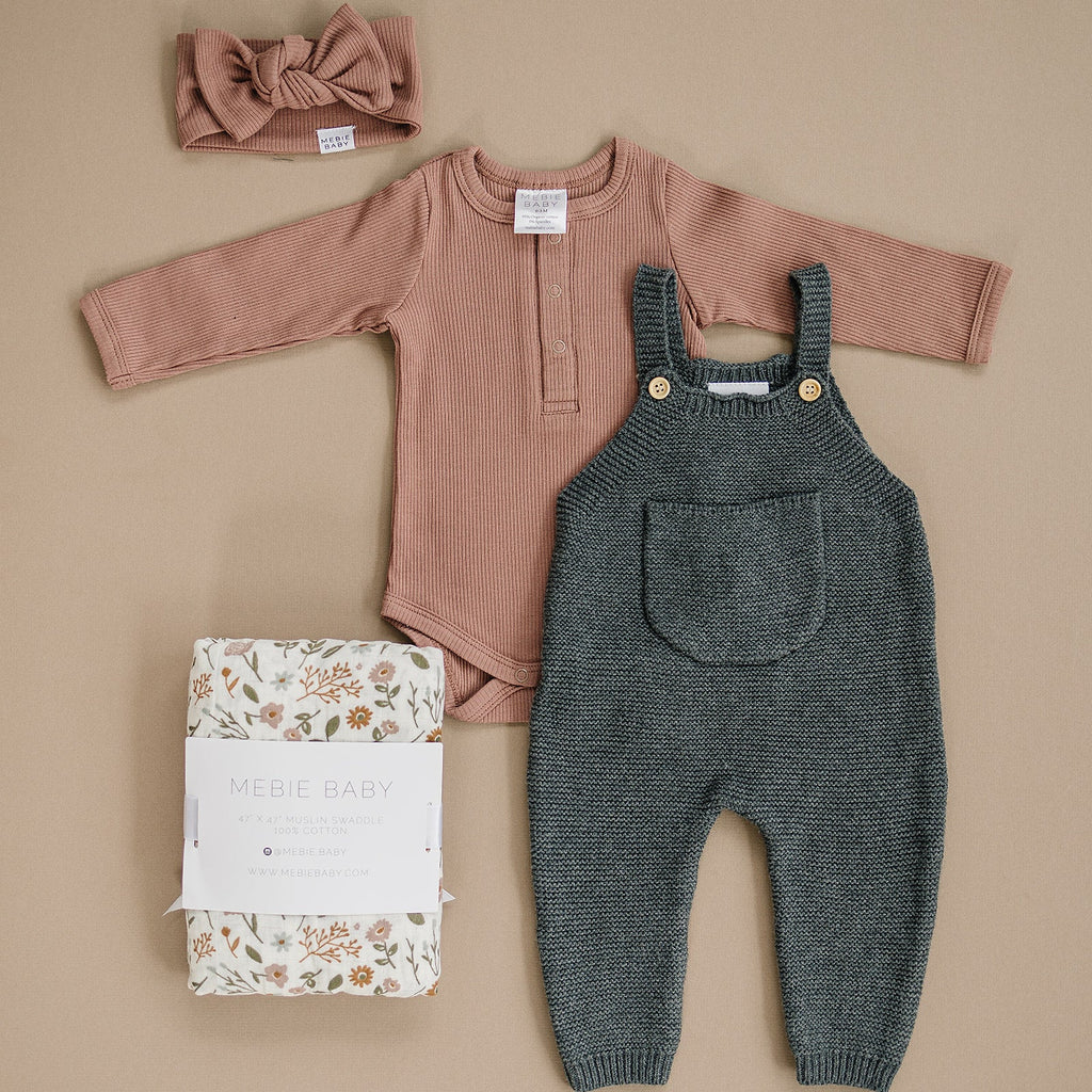 Mebie baby organic ribbed bodysuits