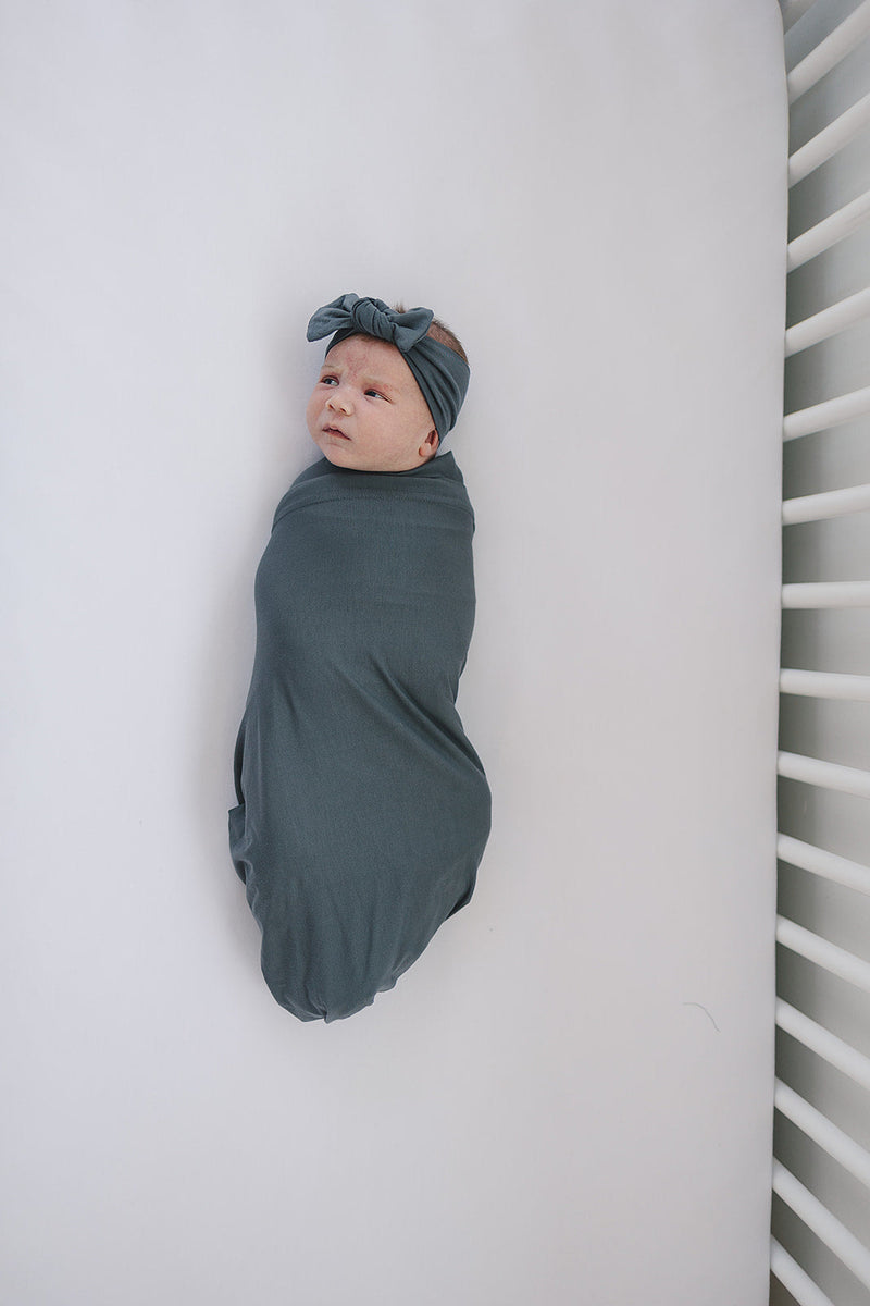 Mebie Baby Charcoal Bamboo Stretch Swaddle makes naptime warm and cozy, perfect swaddle for babies.