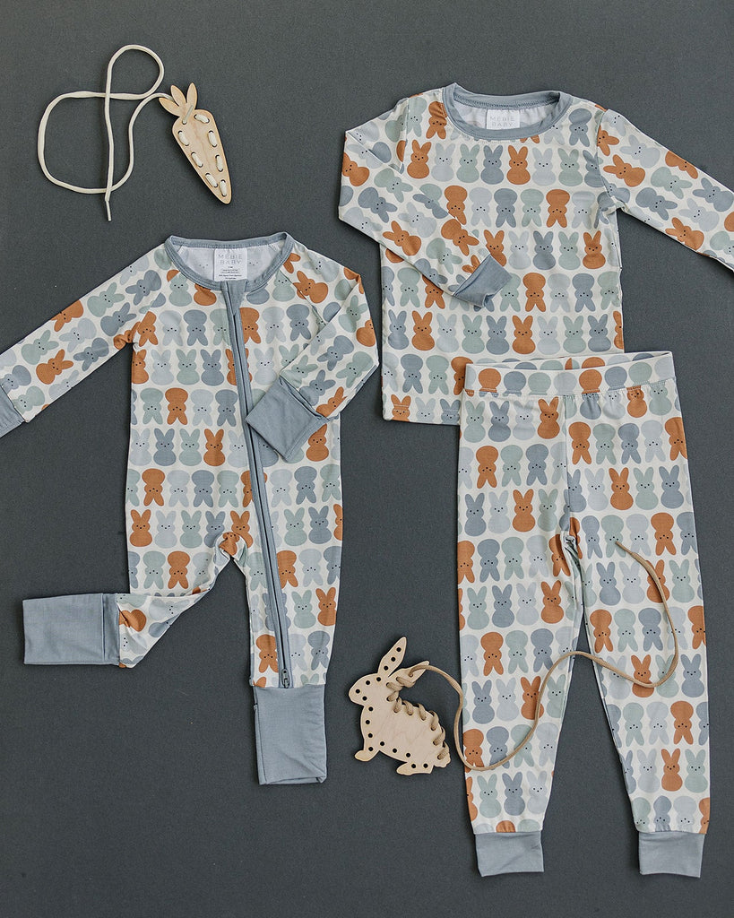 Dusty blue Mebie Baby bamboo pajamas