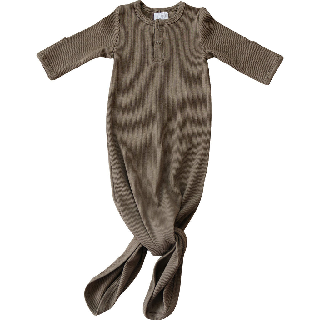 Cocoa organic cotton ribbed mebie baby gown