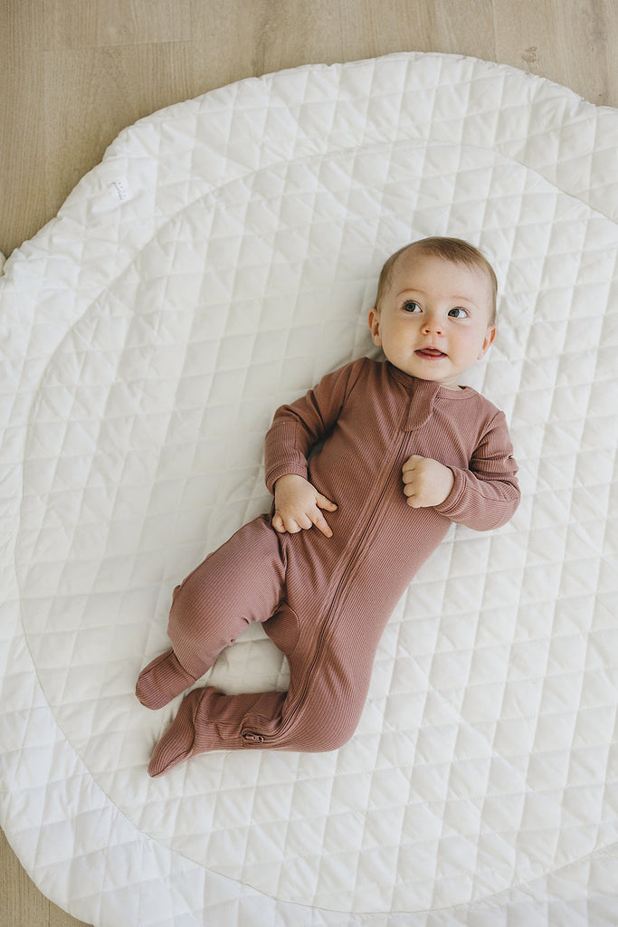 organic cotton ribbed one-piece by Mebie Baby